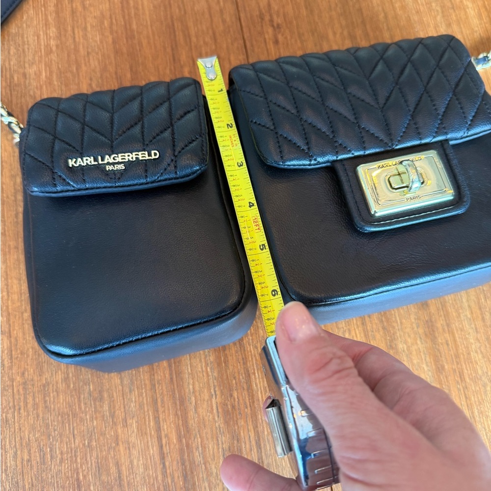 Karl Lagerfeld Dual Black Quilted Crossbody Bag - Picture 11 of 11